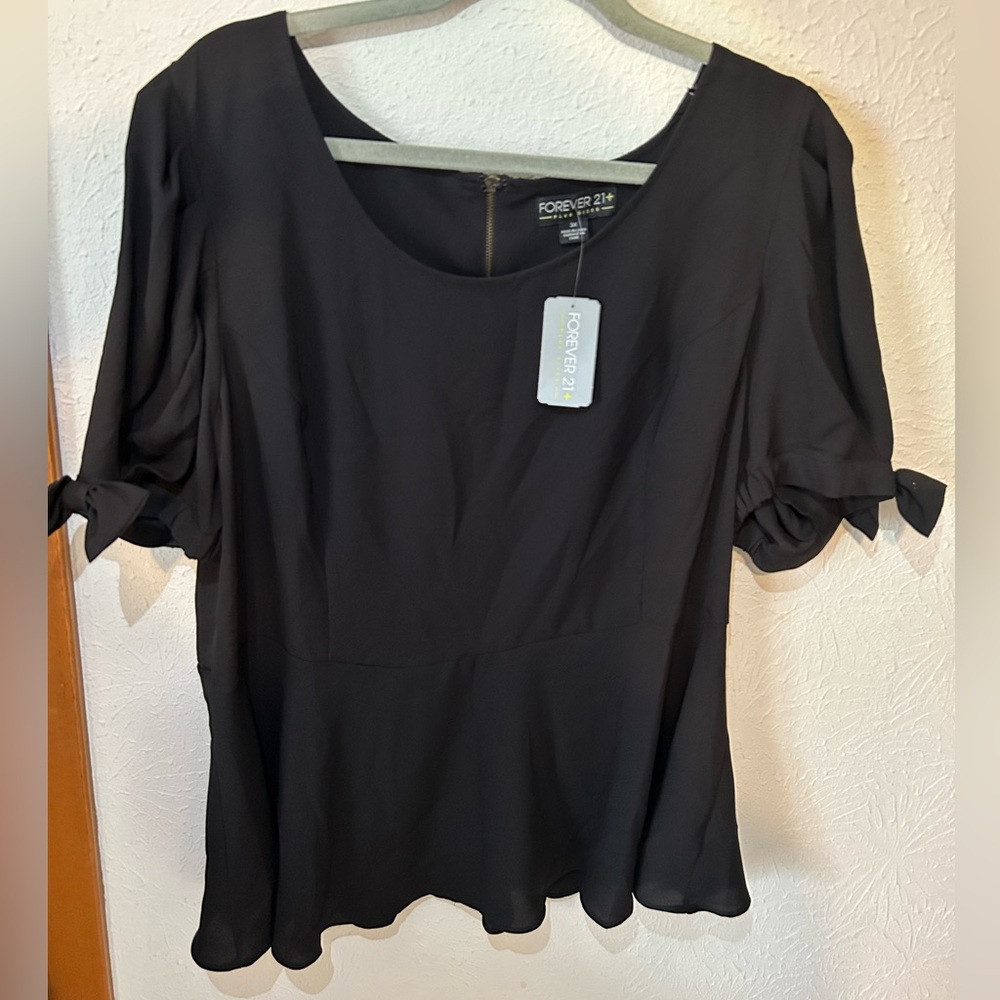 Forever 21 plus Black Blouse with bows